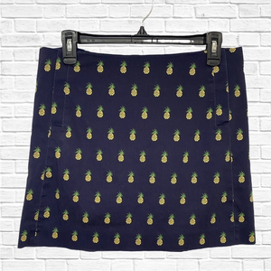 J. Crew Blue Mini Pencil Skirt‎ Women’s Size 6 Embroidered With Pineapples.